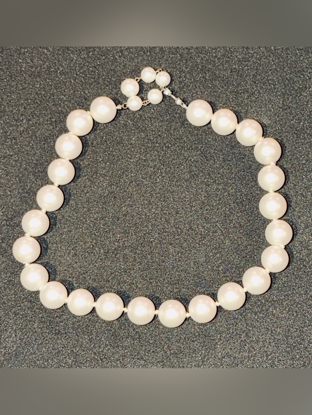 Vintage Marvella Faux Pearl Necklace 18” Large 12mm Pearls